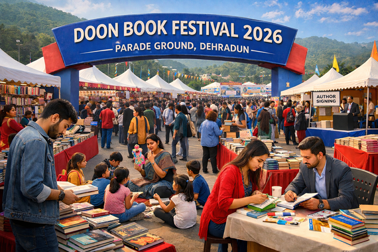 दून बुक फेस्टिवल 2026 की शुरुआत, परेड ग्राउंड में जुटे हजारों किताब प्रेमी