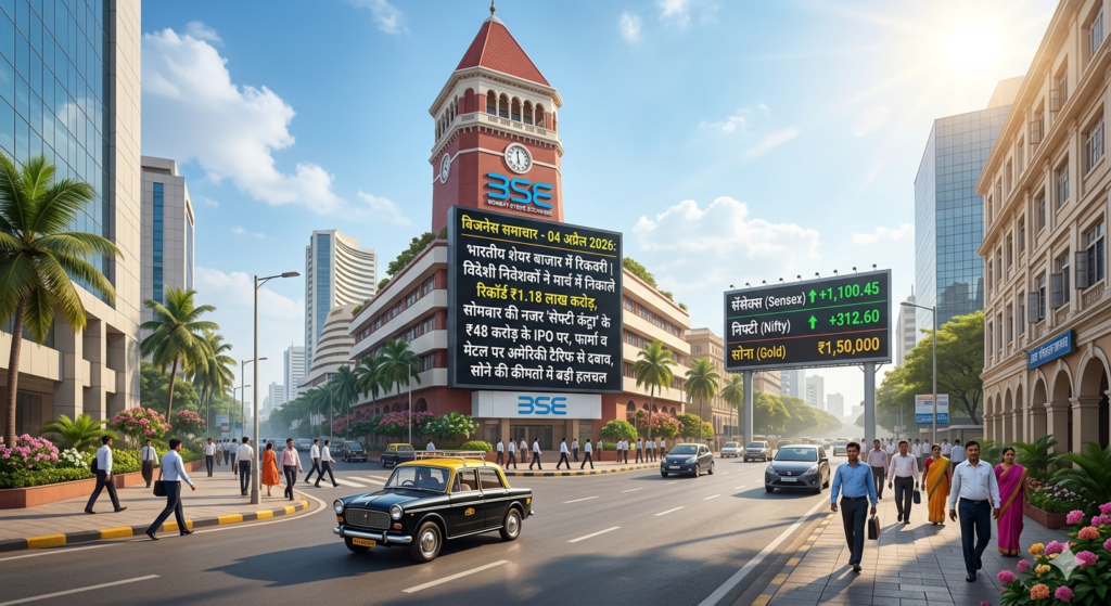 बिजनेस समाचार 4 अप्रैल 2026: शेयर बाजार में उतार-चढ़ाव, सोने और चांदी के ताजा दाम, और कच्चे तेल का संकट।