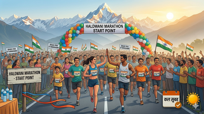 हल्द्वानी में सीएम धामी का जोश: ‘ड्रग्स फ्री उत्तराखंड’ मैराथन में लगाई दौड़, युवाओं को दिया नशे से दूर रहने का मंत्र