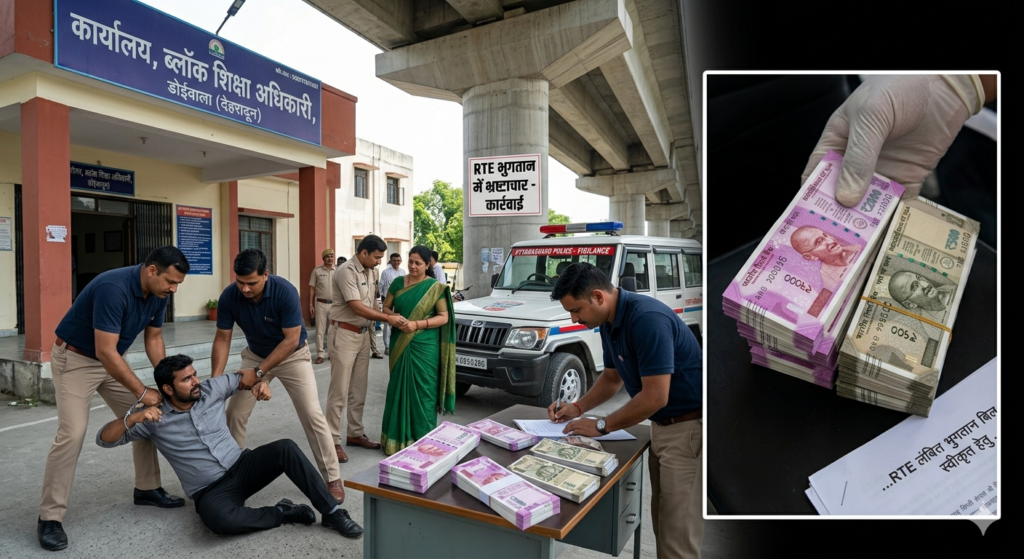 डोईवाला में भ्रष्टाचार का बड़ा खुलासा: शिक्षा अधिकारी और निजी स्कूल संचालिका 1 लाख की रिश्वत लेते गिरफ्तार | Dehradun Vigilance Action