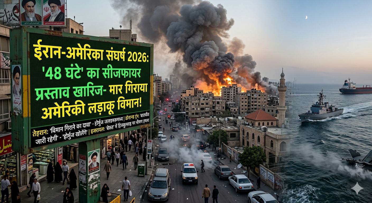 ईरान-अमेरिका संघर्ष 2026: ईरान ने खारिज किया 48 घंटे का सीजफायर प्रस्ताव, मार गिराया अमेरिकी लड़ाकू विमान | Iran-US Conflict Update