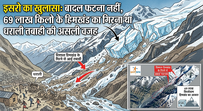 इसरो का खुलासा: बादल फटना नहीं, 69 लाख किलो के हिमखंड का गिरना था धराली तबाही की असली वजह