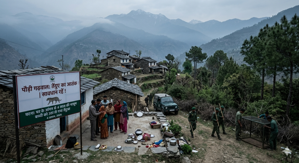 पौड़ी गढ़वाल गुलदार हमला: घर में खाना खा रही 4 साल की मासूम को उठा ले गया तेंदुआ, इलाके में भारी आक्रोश | Pauri Leopard Attack