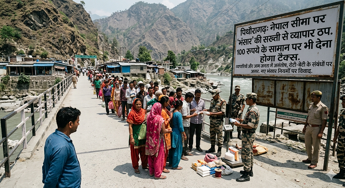पिथौरागढ़: नेपाल सीमा पर ‘भंसार’ की सख्ती से व्यापार ठप, 100 रुपये के सामान पर भी देना होगा टैक्स