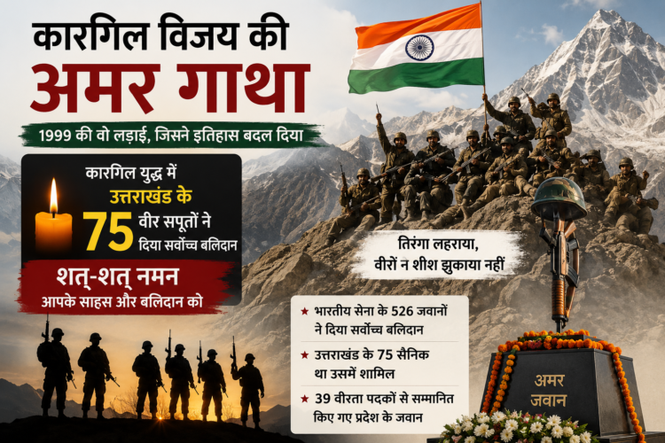 कारगिल विजय की अमर गाथा: उत्तराखंड के 75 वीर सपूतों ने मातृभूमि के लिए दिया सर्वोच्च बलिदान