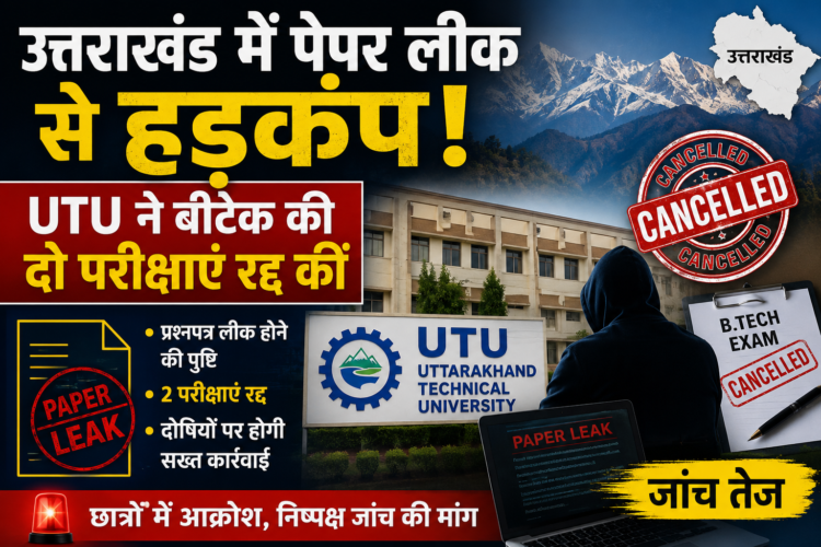 उत्तराखंड में पेपर लीक से हड़कंप: UTU ने बीटेक की दो परीक्षाएं रद्द कीं, जांच तेज DehradunNews