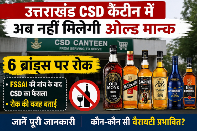 उत्तराखंड की CSD कैंटीनों में Old Monk समेत चुनिंदा शराब की बिक्री पर रोक, FSSAI जांच के बाद कार्रवाई